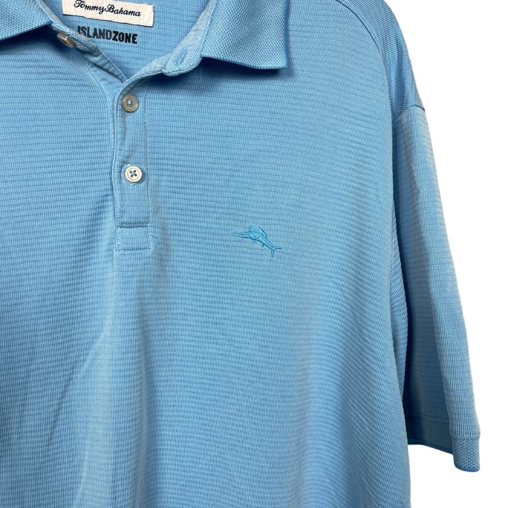 Tommy Bahama Polo Island Zone Mens L Short Sleeve Light Blue Soft Cotton - Picture 5 of 7